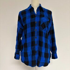 Zara Women's Plaid Shirt In Blue Size XS